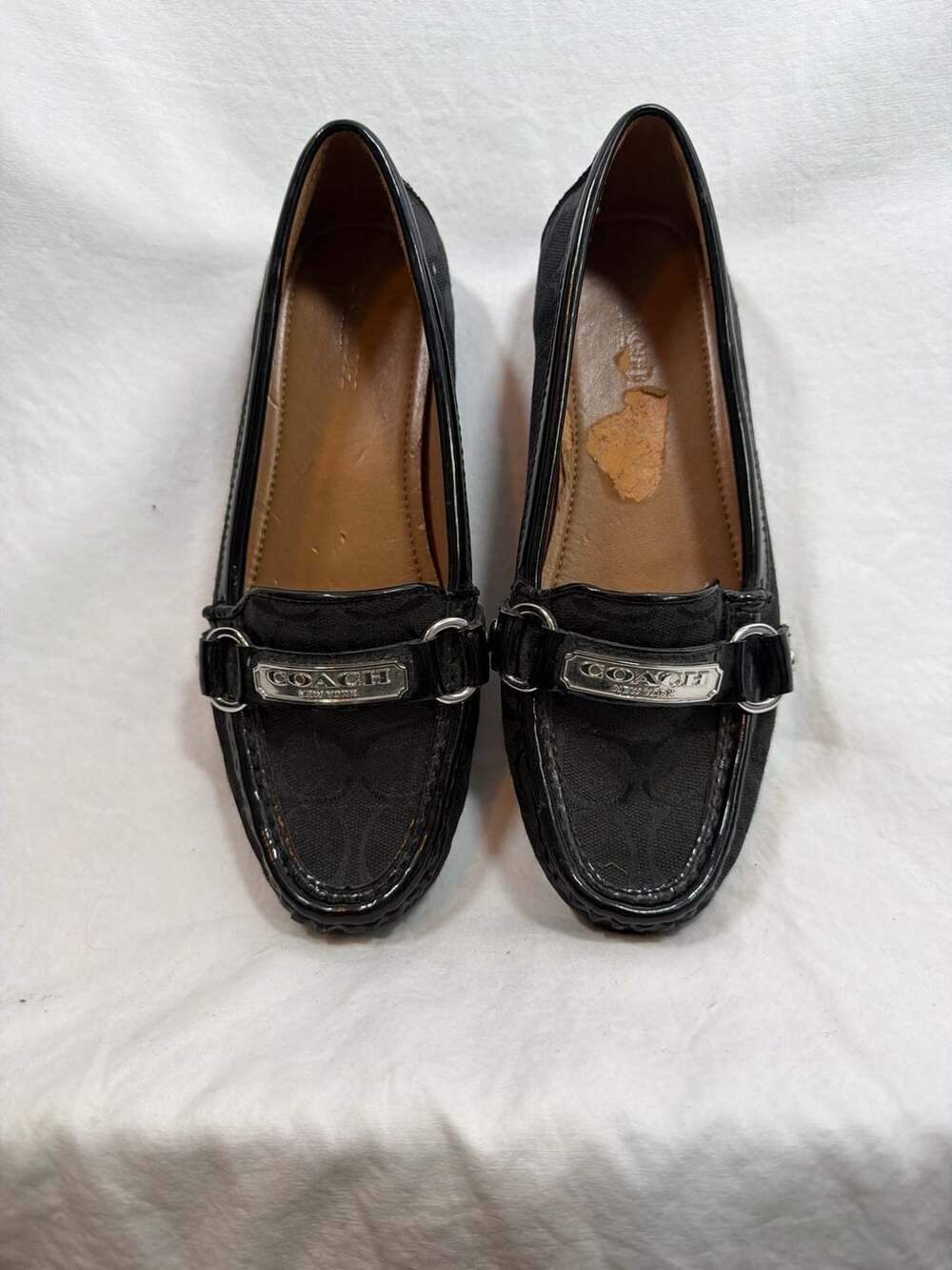 Coach Black Signature Jacquard Logo Bar Driving Loafers